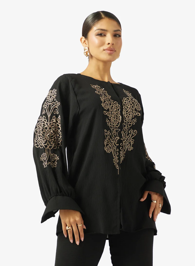 hayas closet  Embroidered blouse and pants set for Women | Best Price UAE